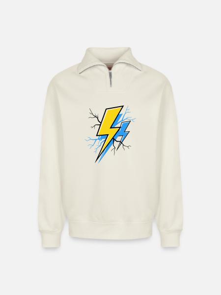 Blue Yellow Ray - Relaxed Unisex Organic Half Zip Sweatshirt – by SPREAD - off white