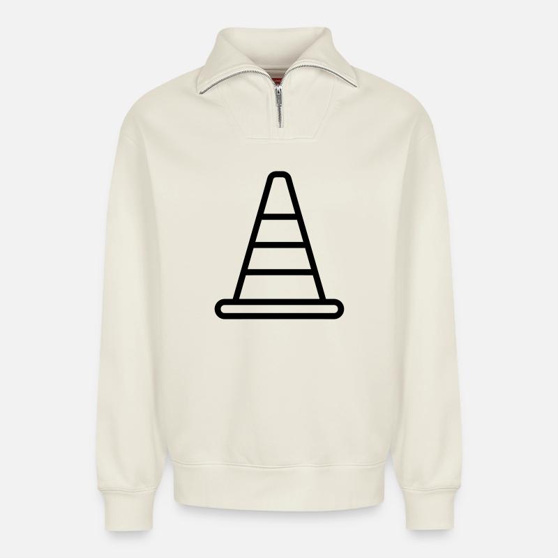 cone - Relaxed Unisex Organic Half Zip Sweatshirt – by SPREAD - off white