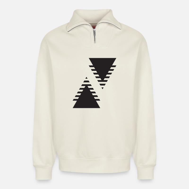 Double triangle Echo - Sweat unisexe décontracté en coton biologique à demi-zip – de SPREAD - blanc cassé