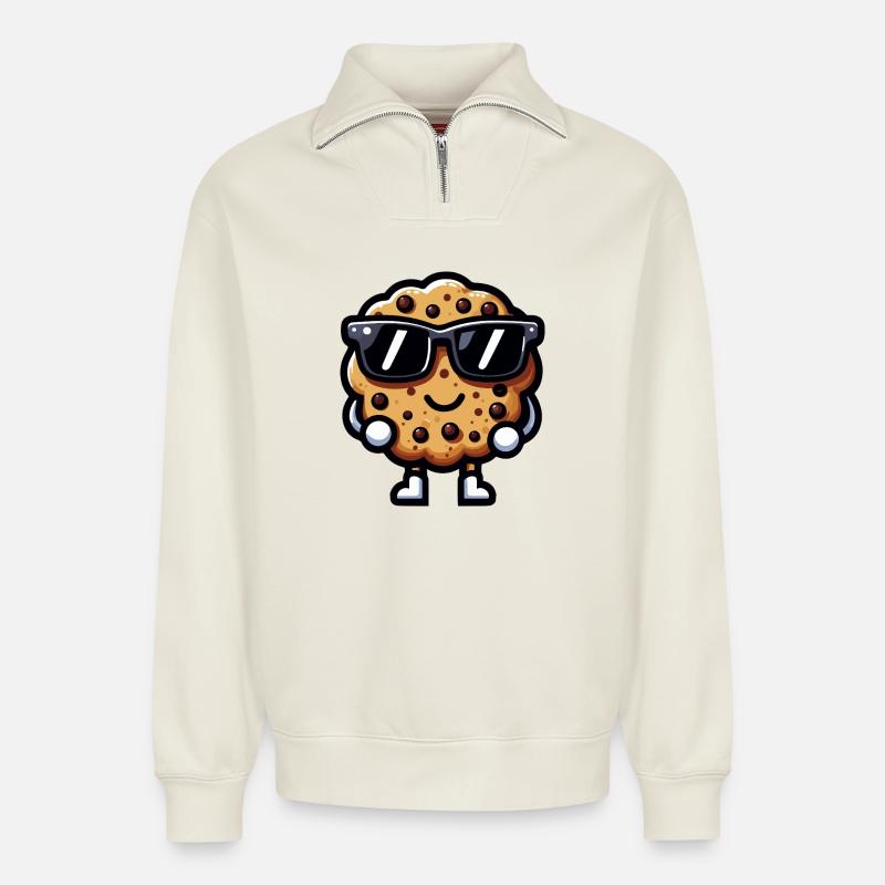 Cookie Chic Sonnenbrille - Relaxed Unisex Organic Half Zip Sweatshirt – von SPREAD - Naturweiß