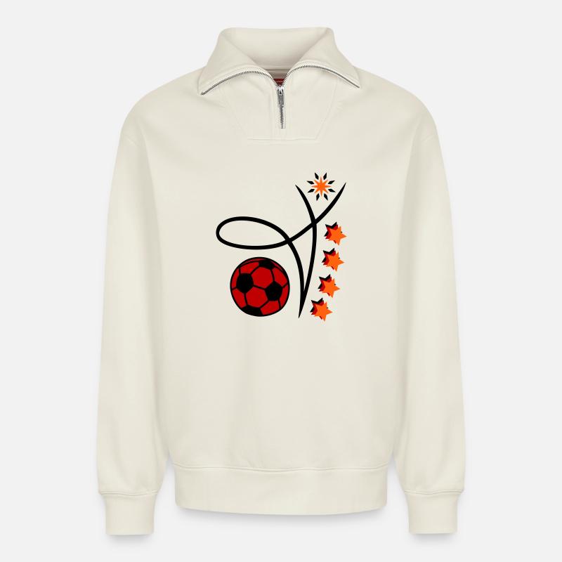 Fußball Event - Relaxed Unisex Organic Half Zip Sweatshirt – von SPREAD - Naturweiß