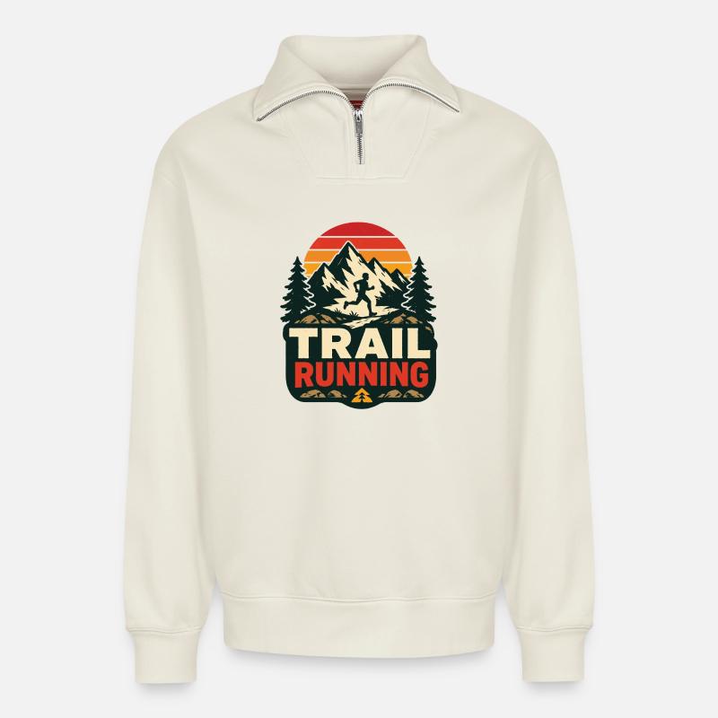 Trailrunning - Relaxed Unisex Organic Half Zip Sweatshirt – von SPREAD - Naturweiß