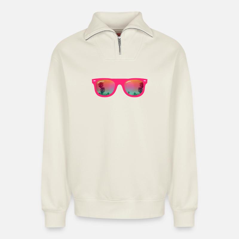 Sunglasses - Sonnenbrille - Relaxed Unisex Organic Half Zip Sweatshirt – von SPREAD - Naturweiß