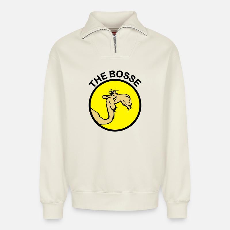 The Bosse I - Sweat unisexe décontracté en coton biologique à demi-zip – de SPREAD - blanc cassé