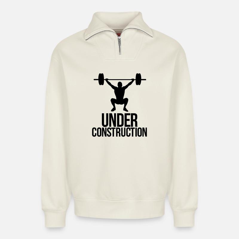 under construction - Relaxed Unisex Organic Half Zip Sweatshirt – von SPREAD - Naturweiß