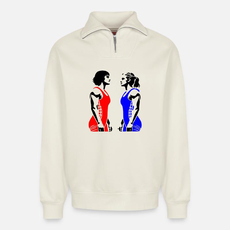 Frauen Ringen - Relaxed Unisex Organic Half Zip Sweatshirt – von SPREAD - Naturweiß