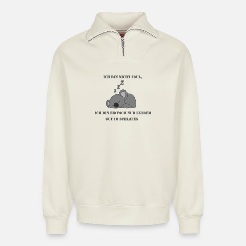 Koala Faul - Relaxed Unisex Organic Half Zip Sweatshirt – von SPREAD - Naturweiß