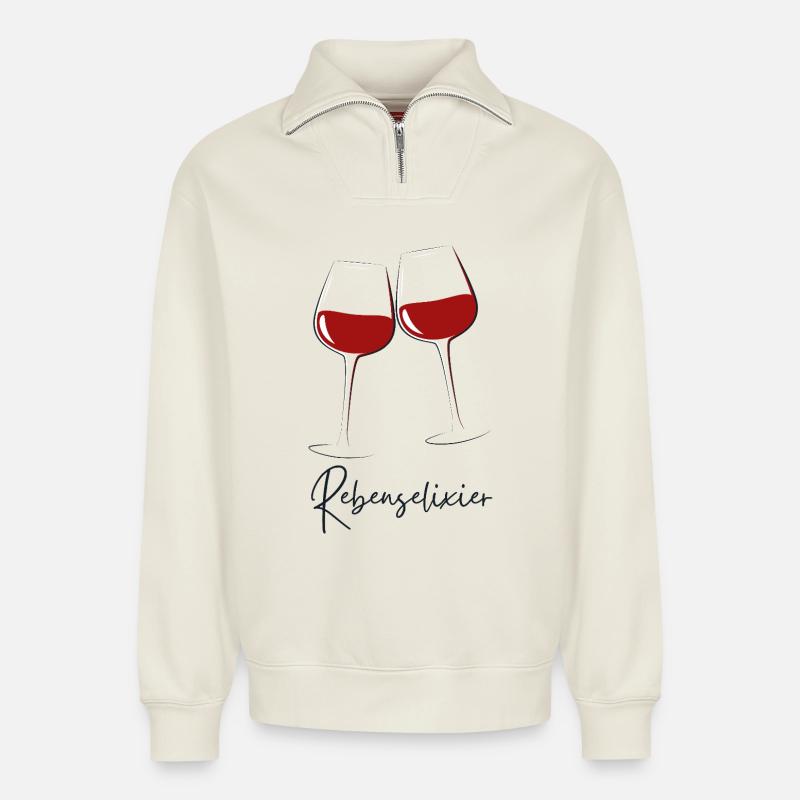 Rebenselixier - Relaxed Unisex Organic Half Zip Sweatshirt – von SPREAD - Naturweiß
