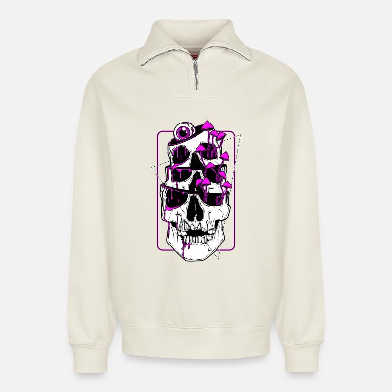 False Awakenig Loop - Relaxed Unisex Organic Half Zip Sweatshirt – by SPREAD - off white