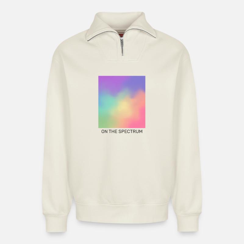 On the spectrum - Relaxed Unisex Organic Half Zip Sweatshirt – by SPREAD - off white