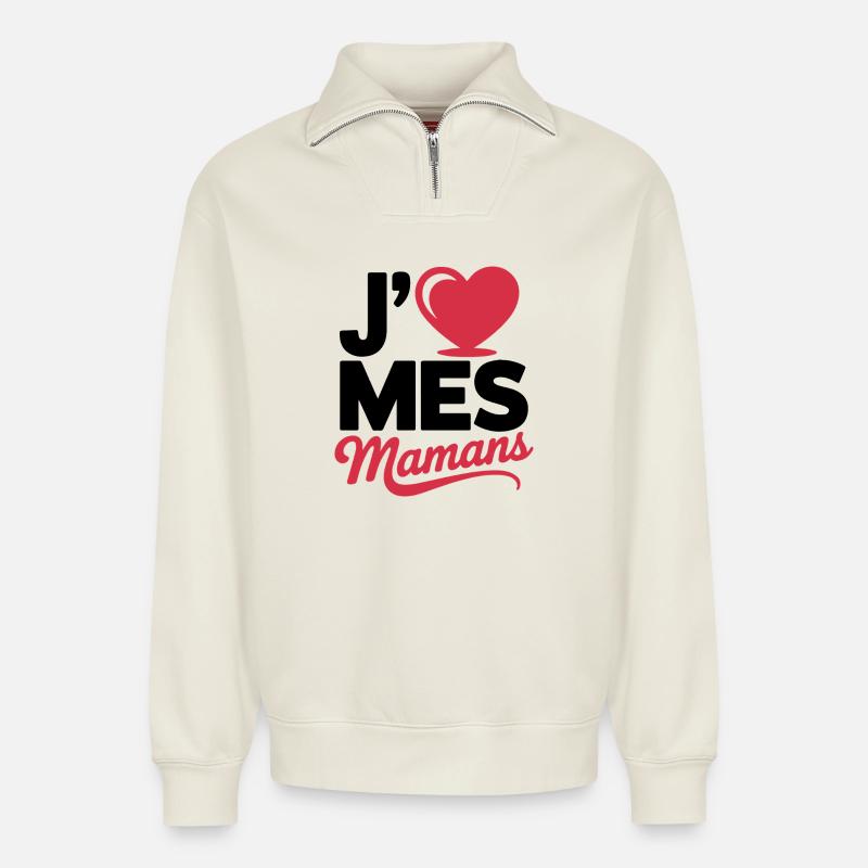 Aime_mes_mamans - Relaxed Unisex Organic Half Zip Sweatshirt – by SPREAD - off white