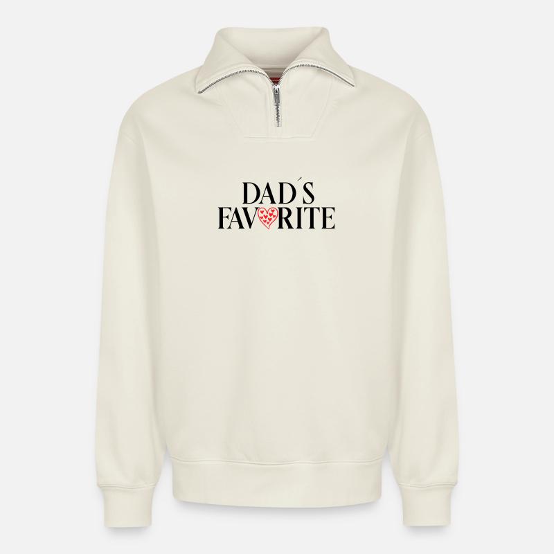 Lieblingskind_Papas_Liebling_- - Relaxed Unisex Organic Half Zip Sweatshirt – by SPREAD - off white