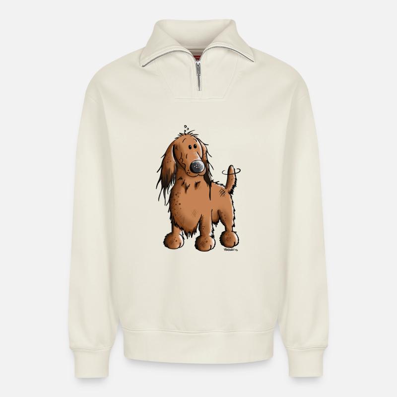 Danica der Dackel - Relaxed Unisex Organic Half Zip Sweatshirt – von SPREAD - Naturweiß
