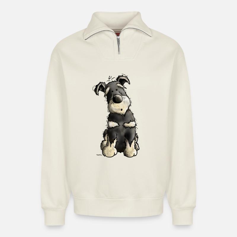 Drolliger Schnauzer - Relaxed Unisex Organic Half Zip Sweatshirt – von SPREAD - Naturweiß