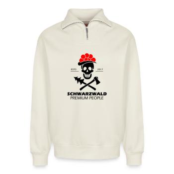 Black Forest Skull Bollenhut - Premium Design - Sweat unisexe décontracté en coton biologique à demi-zip – de SPREAD - blanc cassé - Devant