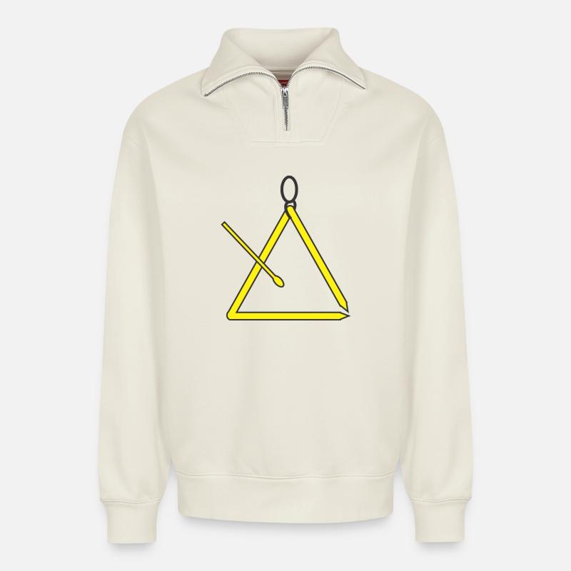 Triangle - Relaxed Unisex Organic Half Zip Sweatshirt – by SPREAD - off white