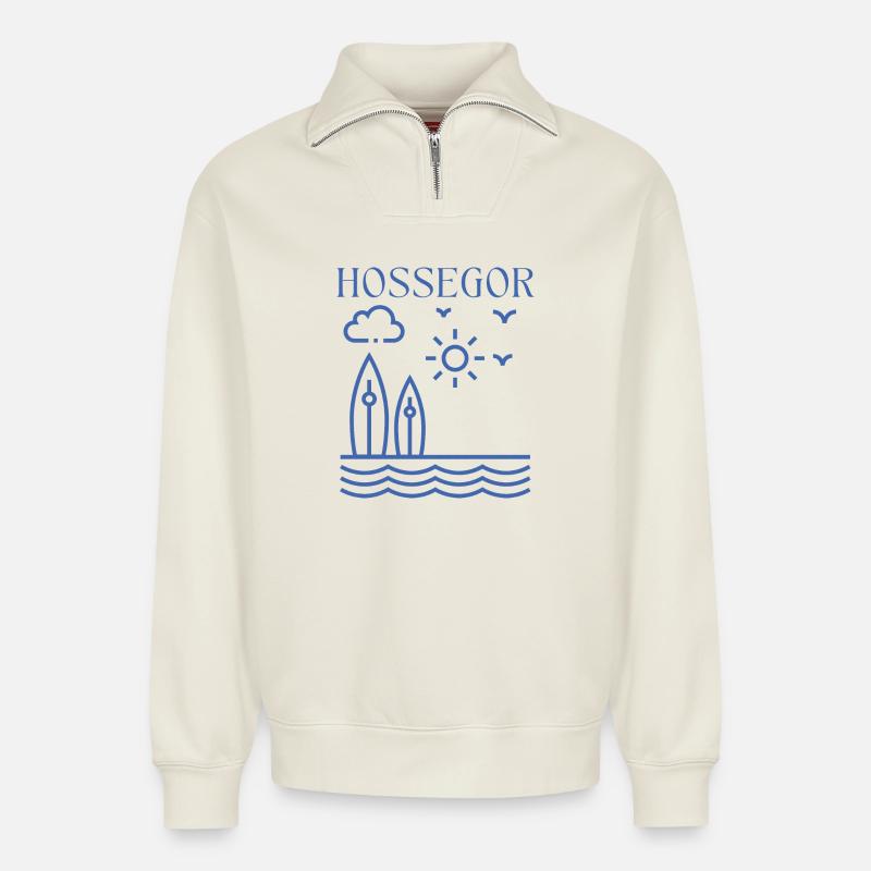 HOSSEGOR - Relaxed Unisex Organic Half Zip Sweatshirt – von SPREAD - Naturweiß