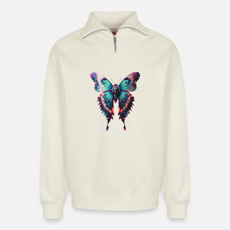 Folder - Relaxed Unisex Organic Half Zip Sweatshirt – by SPREAD - off white