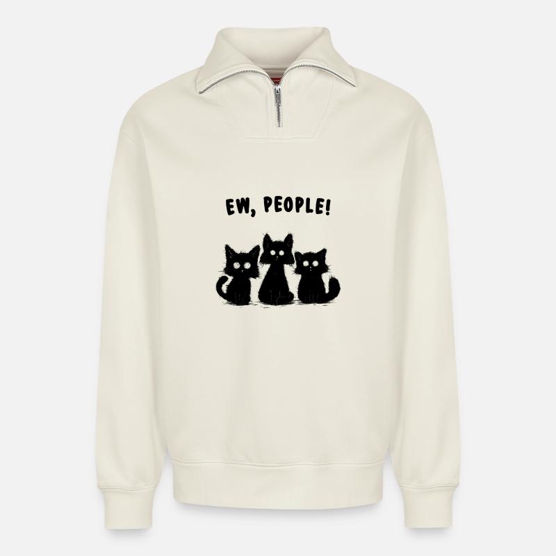 ew people - Relaxed Unisex Organic Half Zip Sweatshirt – von SPREAD - Naturweiß