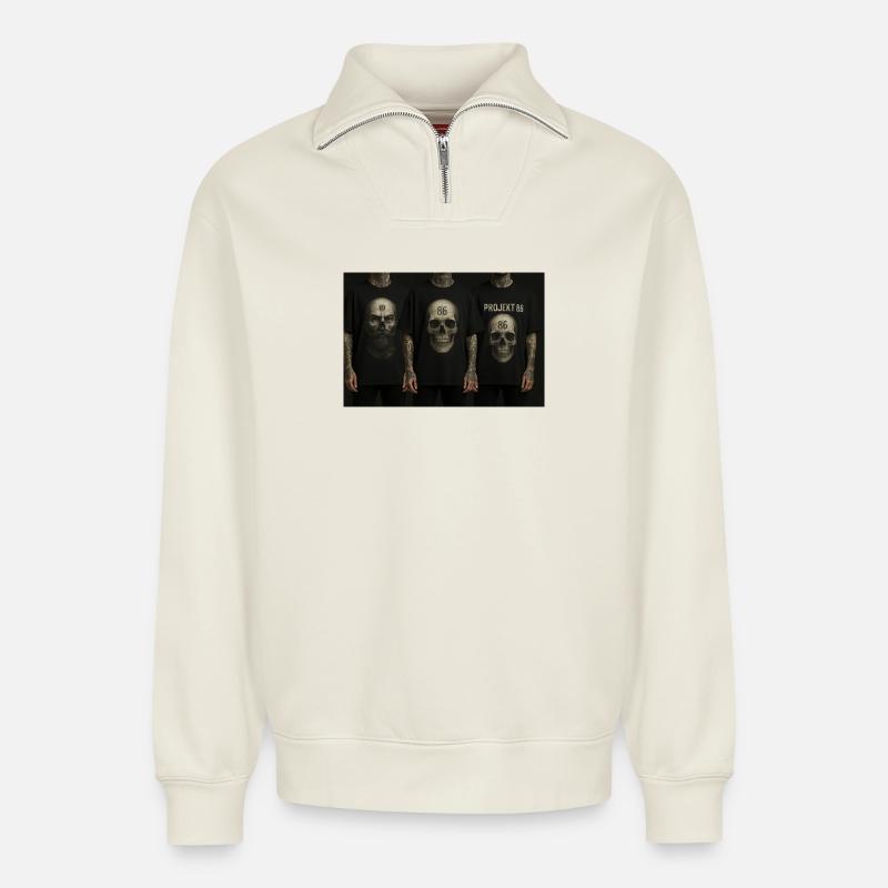 Anfänge - Relaxed Unisex Organic Half Zip Sweatshirt – von SPREAD - Naturweiß