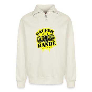 Säufer Bande Bier - Relaxed Unisex Organic Half Zip Sweatshirt – von SPREAD - Naturweiß - Vorne