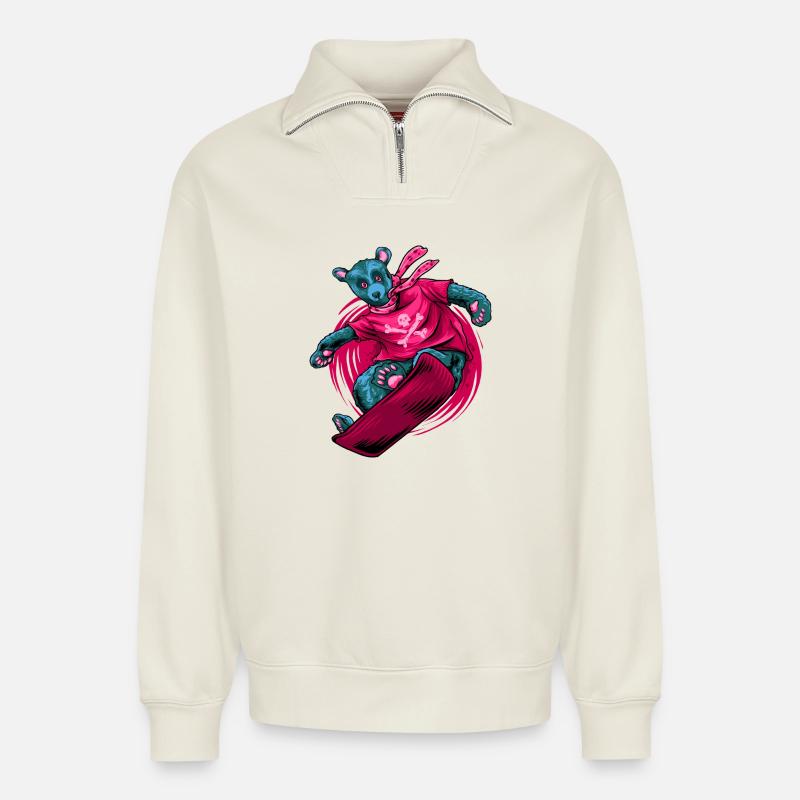 Snowbear - Relaxed Unisex Organic Half Zip Sweatshirt – von SPREAD - Naturweiß