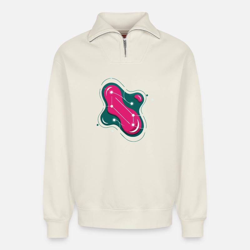 Sternbild Helle Rose - Relaxed Unisex Organic Half Zip Sweatshirt – von SPREAD - Naturweiß