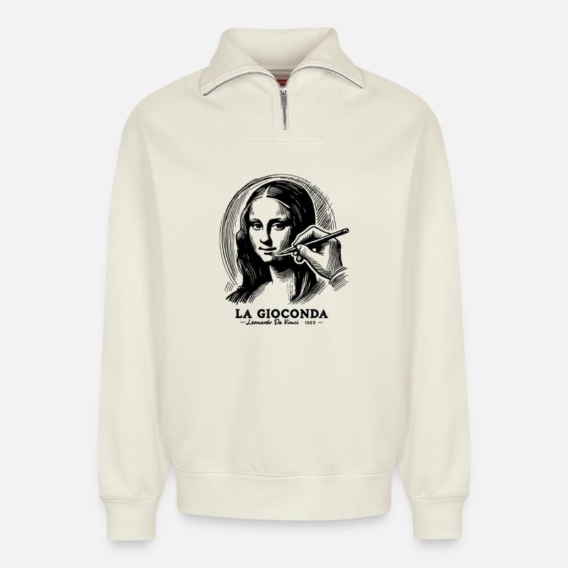 Gioconda - Relaxed Unisex Organic Half Zip Sweatshirt – von SPREAD - Naturweiß