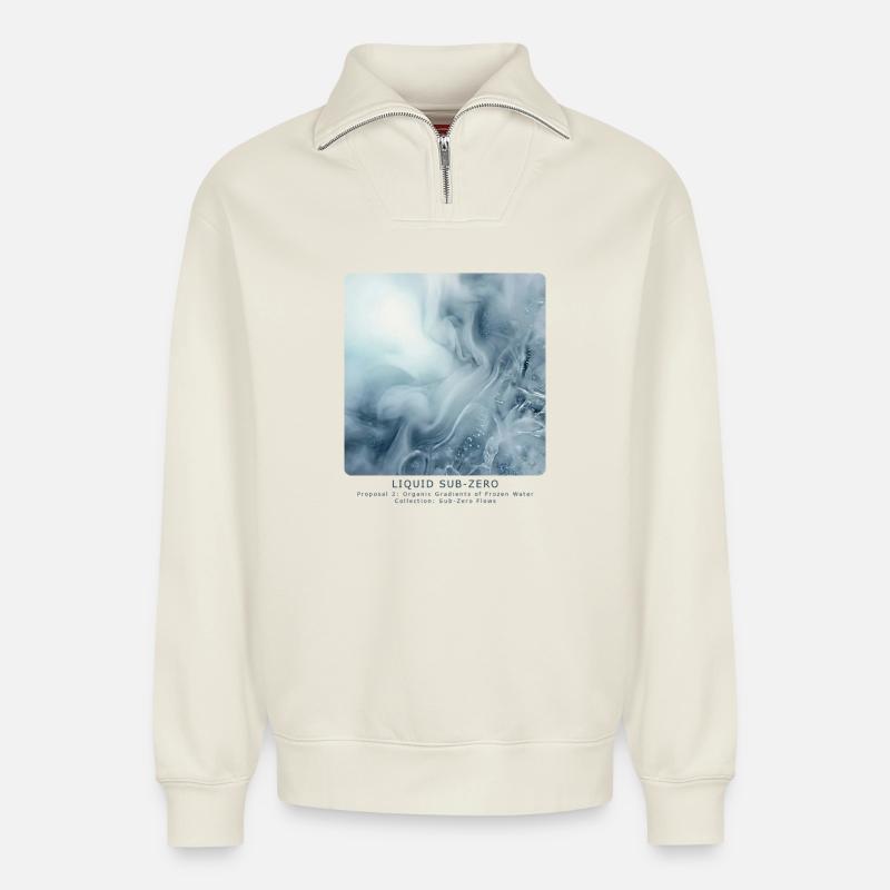 Liquid Sub-Zero - Relaxed Unisex Organic Half Zip Sweatshirt – by SPREAD - off white