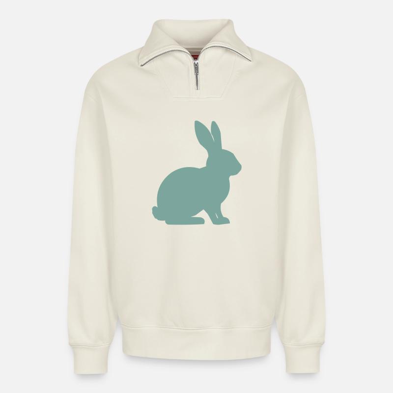 Kaninchen Silhouette  - Relaxed Unisex Organic Half Zip Sweatshirt – von SPREAD - Naturweiß
