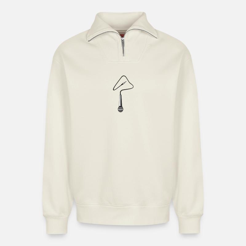 micro - Sweat unisexe décontracté en coton biologique à demi-zip – de SPREAD - blanc cassé