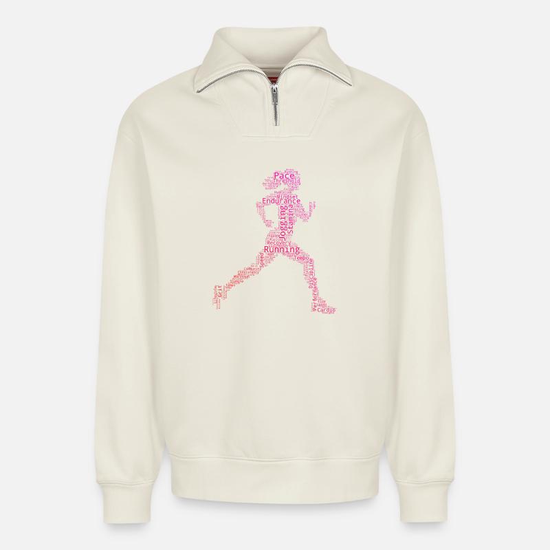 Geschenkidee für eine Running mit Running - Relaxed Unisex Organic Half Zip Sweatshirt – von SPREAD - Naturweiß
