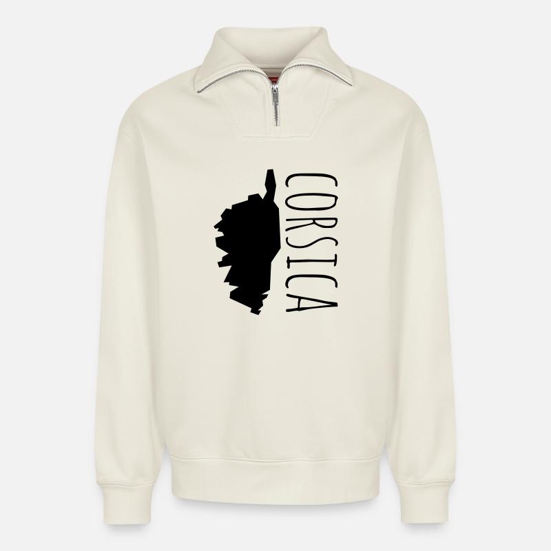 corsica - Relaxed Unisex Organic Half Zip Sweatshirt – von SPREAD - Naturweiß