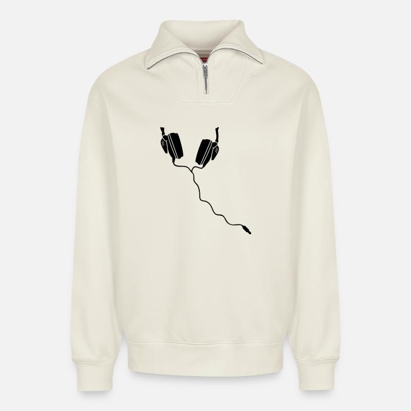 kopfhörer DJ headphones - Relaxed Unisex Organic Half Zip Sweatshirt – von SPREAD - Naturweiß