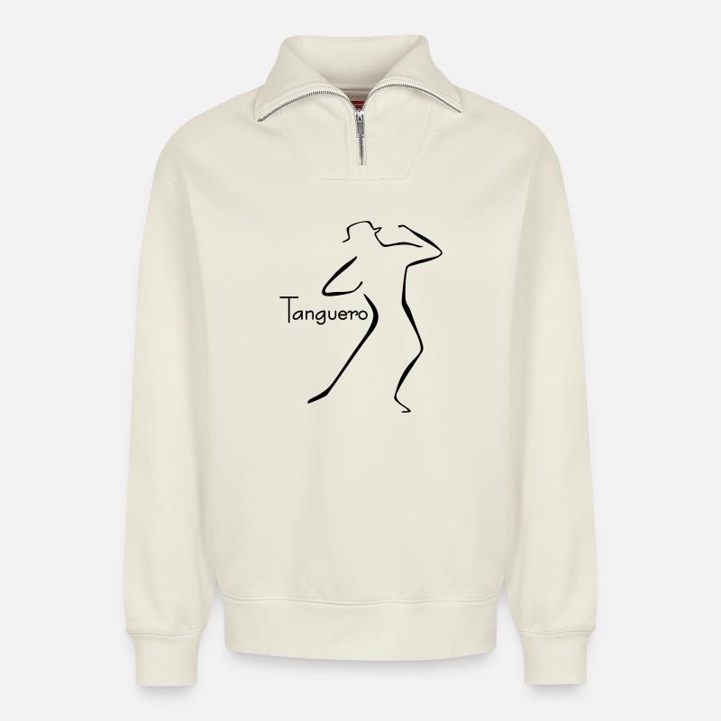 Tango-5 - Relaxed Unisex Organic Half Zip Sweatshirt – von SPREAD - Naturweiß