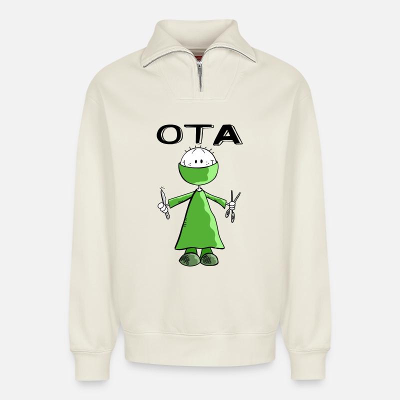 Operationstechnischer Assistent Strichmann - OTA - Relaxed Unisex Organic Half Zip Sweatshirt – von SPREAD - Naturweiß