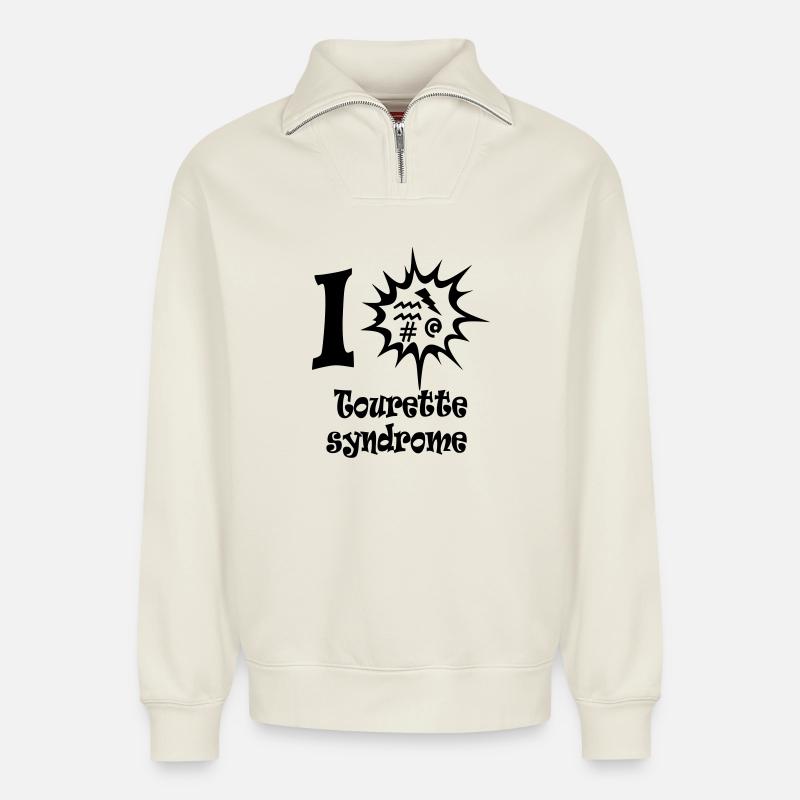 Tourette-Syndrom - Relaxed Unisex Organic Half Zip Sweatshirt – von SPREAD - Naturweiß