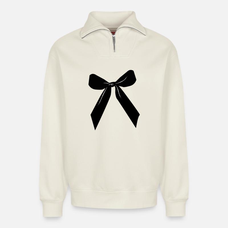 Schwarze Schleife - Relaxed Unisex Organic Half Zip Sweatshirt – von SPREAD - Naturweiß