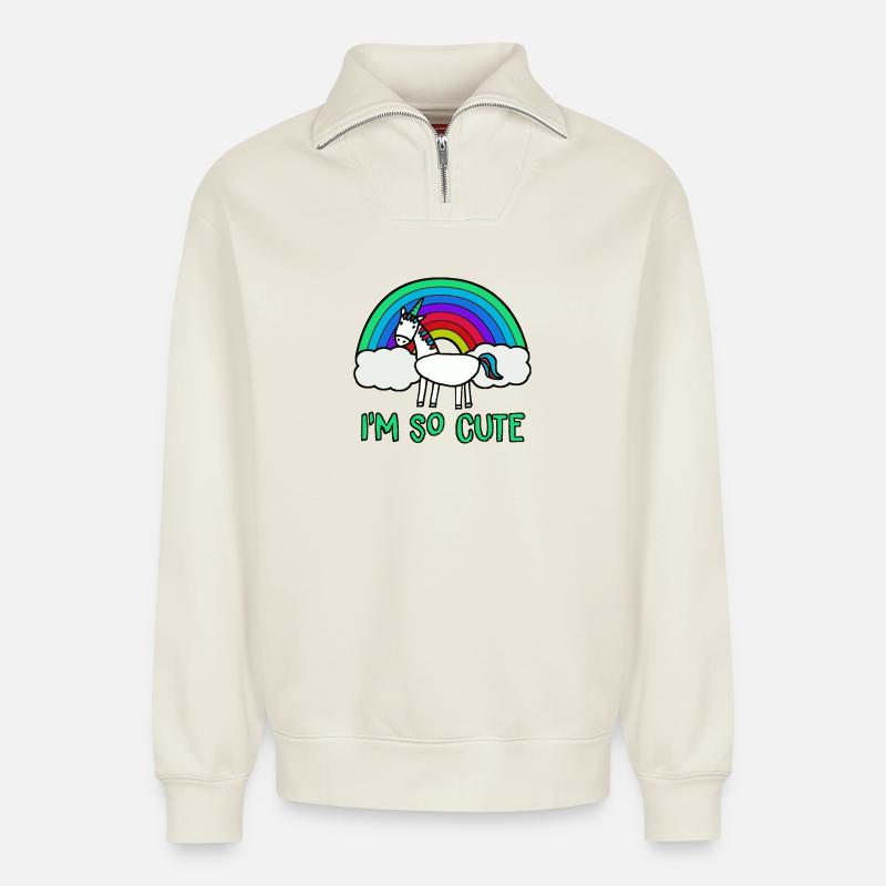 Ich bin so süß - Relaxed Unisex Organic Half Zip Sweatshirt – von SPREAD - Naturweiß