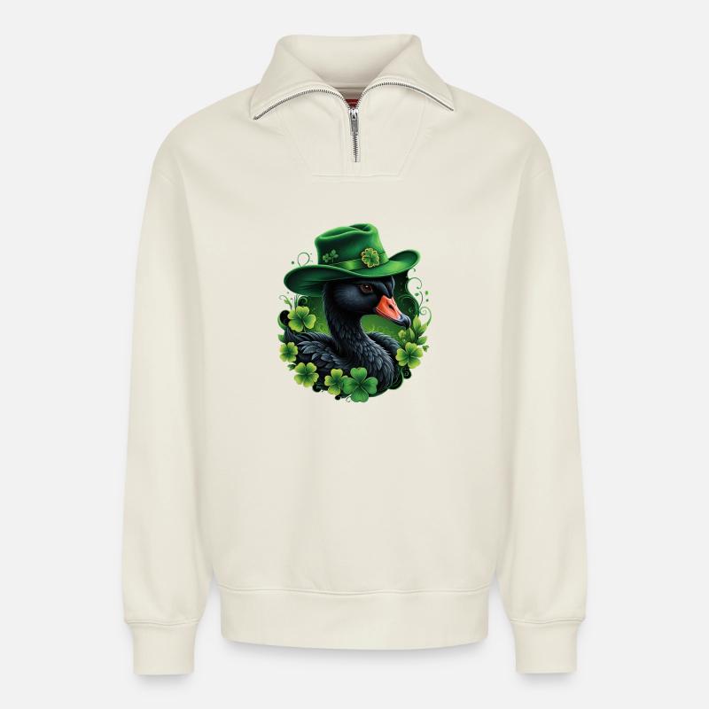 Irish elegance - Relaxed Unisex Organic Half Zip Sweatshirt – by SPREAD - off white