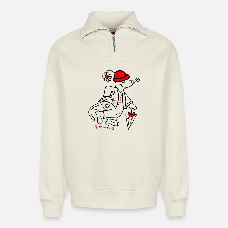 Carnival - Relaxed Unisex Organic Half Zip Sweatshirt – by SPREAD - off white