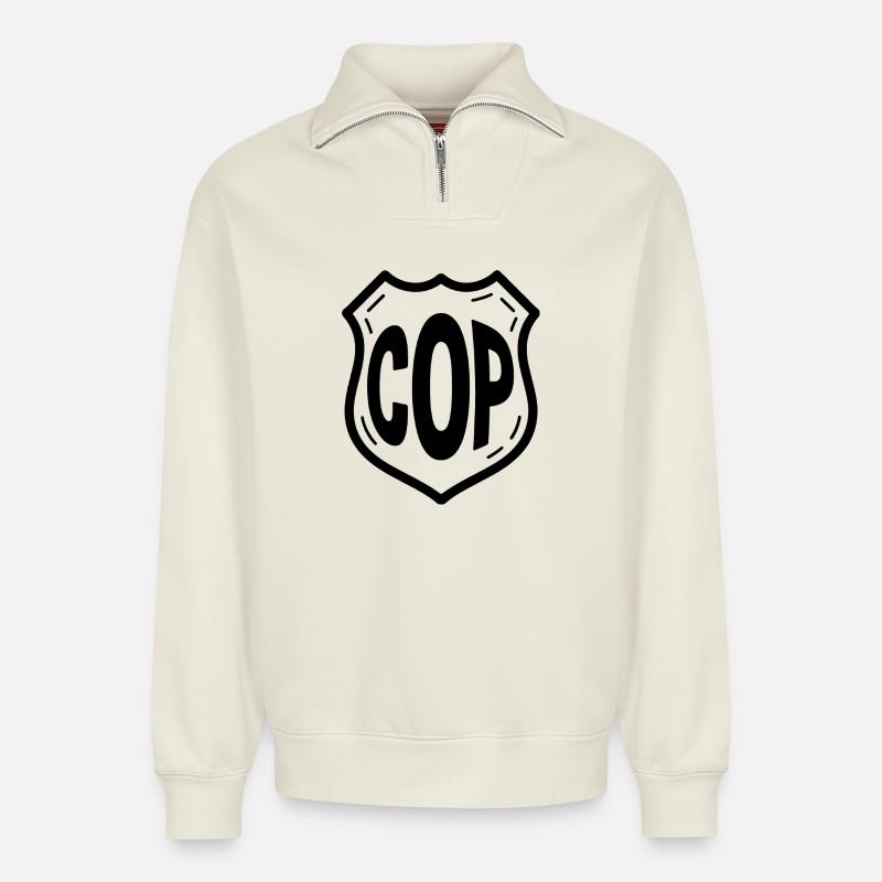 Polizeiabzeichen - Cooles Polizeilogo - Relaxed Unisex Organic Half Zip Sweatshirt – von SPREAD - Naturweiß