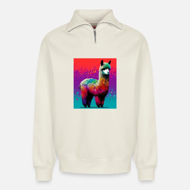 Alpaka - Relaxed Unisex Organic Half Zip Sweatshirt – von SPREAD - Naturweiß