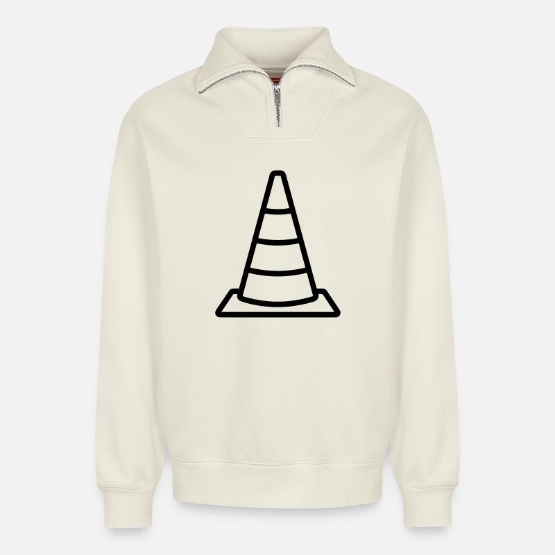 Traffic cone - Relaxed Unisex Organic Half Zip Sweatshirt – by SPREAD - off white
