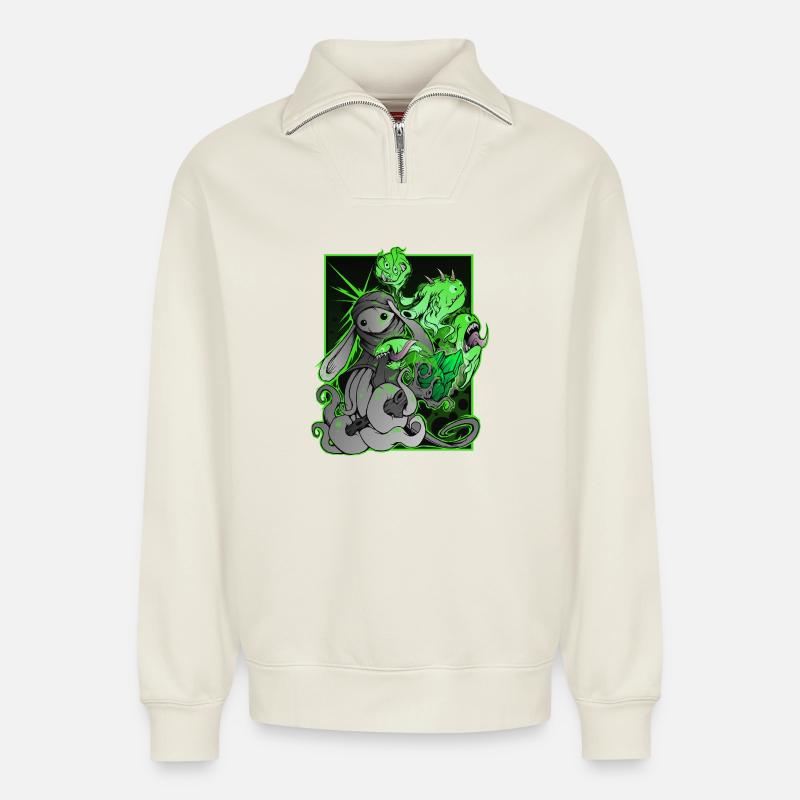 Magic - Relaxed Unisex Organic Half Zip Sweatshirt – by SPREAD - off white