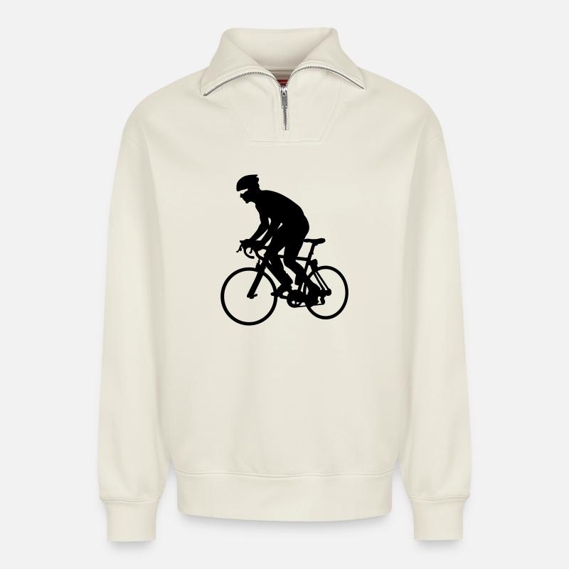 Coureur - Sweat unisexe décontracté en coton biologique à demi-zip – de SPREAD - blanc cassé