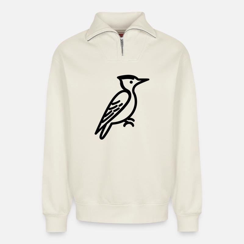 Specht - Relaxed Unisex Organic Half Zip Sweatshirt – von SPREAD - Naturweiß