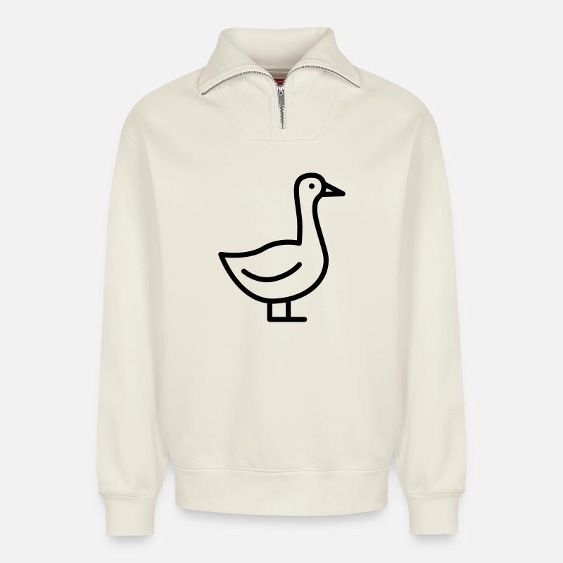 Goose - Relaxed Unisex Organic Half Zip Sweatshirt – by SPREAD - off white