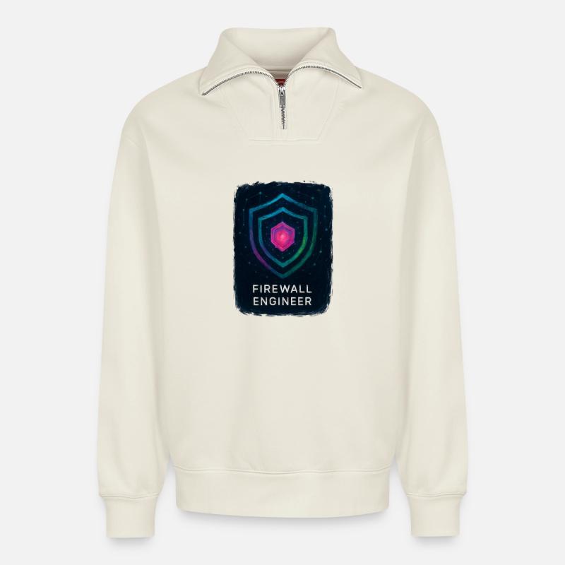 Firewall Engineer - Cybersecurity - Relaxed Unisex Organic Half Zip Sweatshirt – by SPREAD - off white