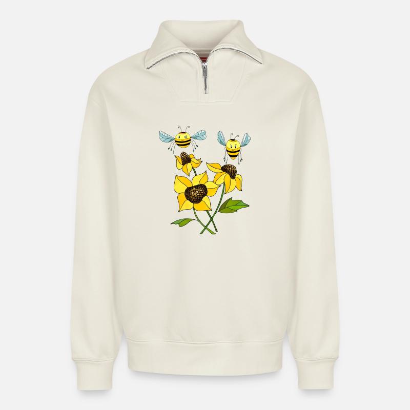 Insekten - Relaxed Unisex Organic Half Zip Sweatshirt – von SPREAD - Naturweiß